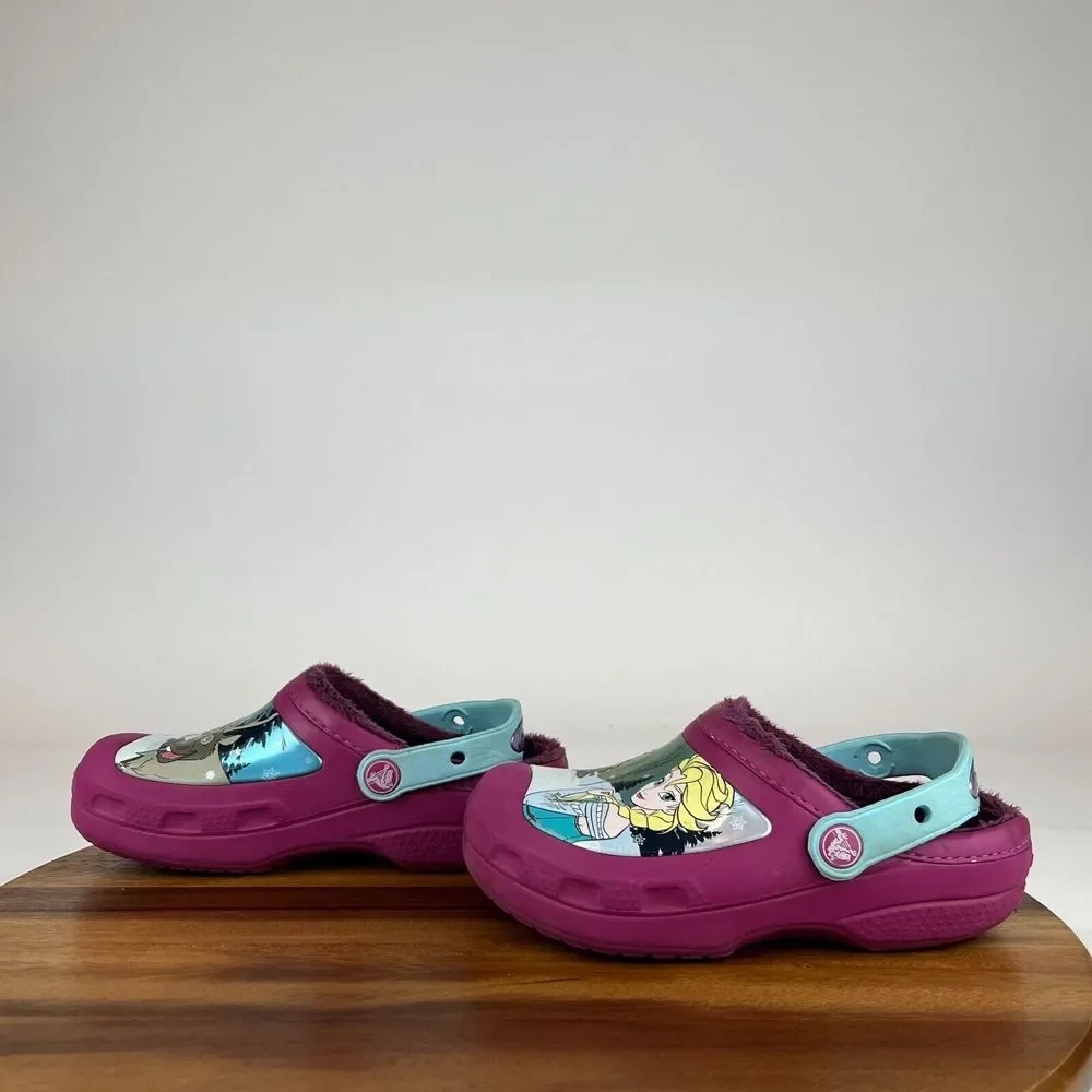 Kids Childrens‎ Frozen Purple Lined Slip On Shoes Clogs Sandals Size 1 Y GUC